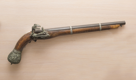 STAROCHERKASSKAYA,ROSTOV REGION, RUSSIA- SEPTEMBER 27- Ancient Pistol, Persia, 17th century, in Museum-Reserve, in September 27, 2015 in Starocherkasskaya,のeditorial素材