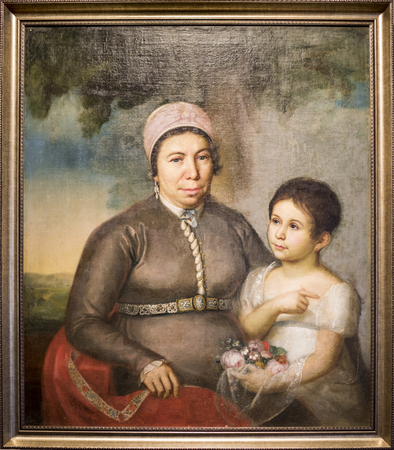 STAROCHERKASSKAYA,ROSTOV REGION, RUSSIA- SEPTEMBER 27- Vintage painted portraits of the Don Cossack...