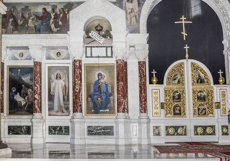 RUSSIA; NOVOCHERKASSK -APRIL 08- The interior of the Holy- Ascension Cathedral on April 08; 2016 in Novocherkasskのeditorial素材