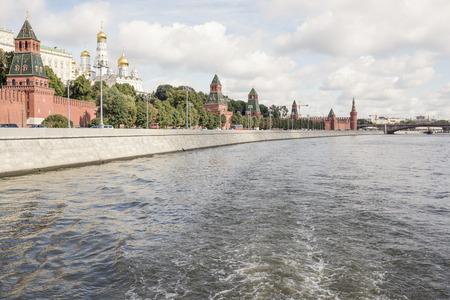 View of the Kremlin from the Moskva River by Kremlin embankmentのeditorial素材