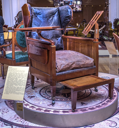 Moscow, Russia -September 09,2016: Armchair- workshop G. Gambs. Early 19th century. Historical Museumのeditorial素材