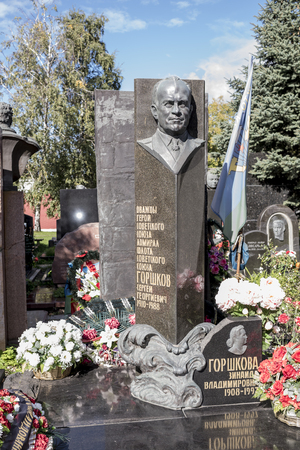 Moscow, Russia -September 10,2016: Novodevichye Cemetery. Tomb Admiral of fleet Sergei Gorshkovのeditorial素材