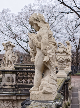 Dresden,Germany-January 4,2017: Zwinger-palace and park complex of four buildings.The beginning was laid in 1709のeditorial素材