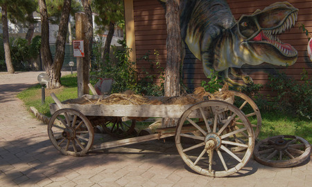 Kemer;Turkey- September 06; 2017: Decorative cart. In the Dinoparkのeditorial素材