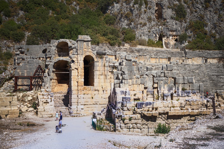 Demre;Turkey-September 08;2017: The ancient Greco-Roman theater in Lycian city.Tourists visiting the theater and taking picturesのeditorial素材