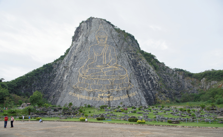   Pattaya,Thailand- November 20,2017: Mountain of the Golden Buddha in Pattaya.For the Thai this is a sacred place.Tourists visiting the attractionのeditorial素材