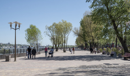   Rostov-on-Don,Russia - May 02,2018: Park on the banks of the Don River, built for the 2018 FIFA World Cup.Citizens walk and restのeditorial素材