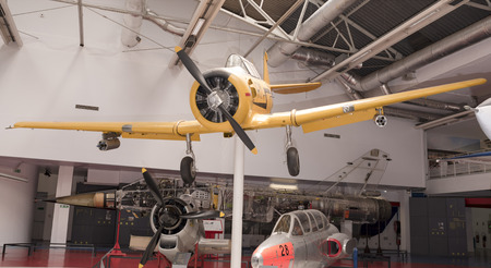 Le Bourget, Paris, France- May 04,2017: North American T-6G Texan(1935) in the Museum of...