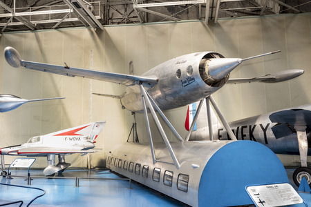 Le Bourget, Paris, France- May 04,2017: Leduc 010(1946) in the Museum of Astronautics and Aviation...
