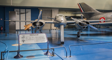 Le Bourget, Paris, France- May 04,2017: Hirsch H 100- experimental aircraft (1950s) built to test an aerodynamic gust suppression system in the Museum of Astronautics and Aviation Le Bourgetのeditorial素材