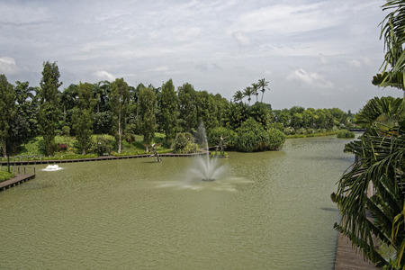 Singapore, Singapore- August 07, 2018: View of Dragonfly Lakeのeditorial素材