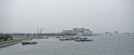 Singapore, Singapore- August 08, 2018: View of the seaport