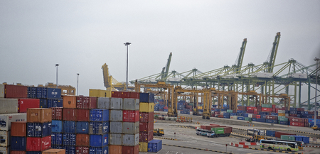 Singapore, Singapore- August 08, 2018: View of the seaport