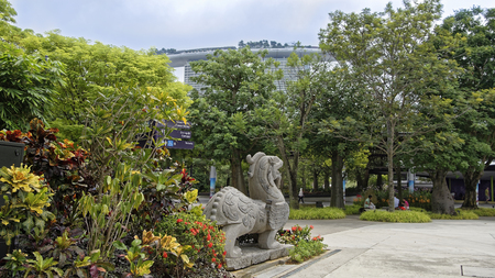 Singapore, Singapore- August 08, 2018: Gardens by the Bay. Visitors walk in the park