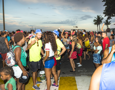 Rio de Janeiro, Brasil- March 05,2019: Festivities during the carnival on Copacabana