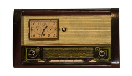 Mid 20th Century Radio Receiver - Isolated on Whiteの写真素材