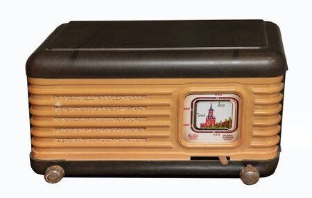 Mid 20th Century Radio Receiver - Isolated on Whiteの写真素材