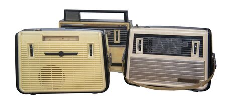 Pocket receivers of the late 20th century,made in the USSR- Isolated on Whiteの写真素材