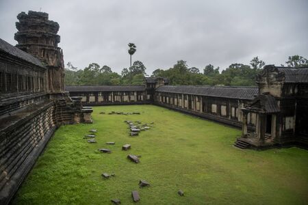 Angkor Wat is the largest temple in the world, it rains in the rainy seasonの写真素材