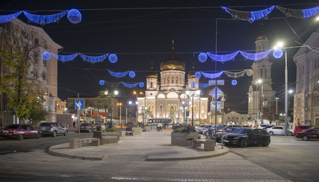 Rostov-on-Don;Russia, October 26, 2019: Citizens walk along Soborny laneのeditorial素材