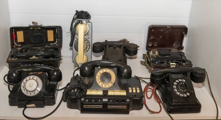 Telephones with a tube on the cord of the last centuryの写真素材
