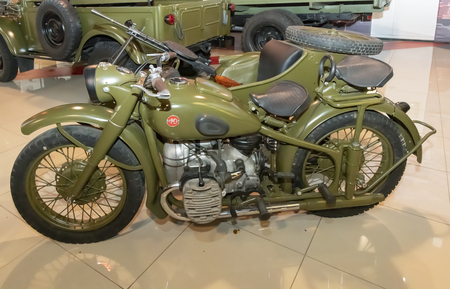Kamensk-Shakhtinsky, Russia-August 17, 2019:  M-72 - Soviet heavy motorcycle. Produced in a large series from 1941 to 1960 - in the Museum of the Legend of the USSRのeditorial素材