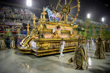 Rio de Janeiro, Brasil-  February 29, 2020: Samba Parade at the 2020 Carnival Champions Parade,...