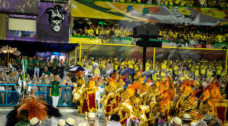 Rio de Janeiro, Brasil-  February 29, 2020: Samba Parade at the 2020 Carnival, Champions Parade,...