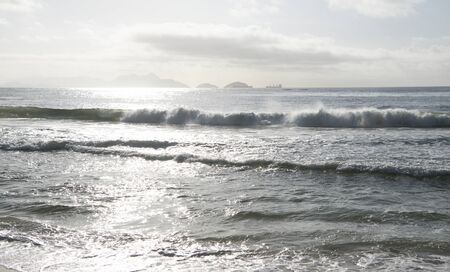 Ocean surf on the beach of Copacabana. Rio de Janeiro, February 2020の写真素材