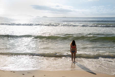 Rio de Janeiro, Brasil- March 05, 2020: Citizen sunbathe on the beach of Copacabanaのeditorial素材