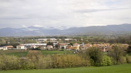 Village in a picturesque valley at the foot of the mountains. Italyの写真素材