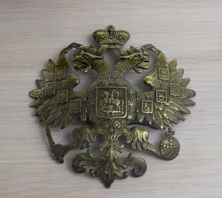 Coat of arms of the Russian Empire from brass. 19 centuryの写真素材