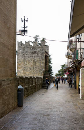SANMARINO,ITALY-APRIL 05-Tourists visiting the attractions of the countryのeditorial素材
