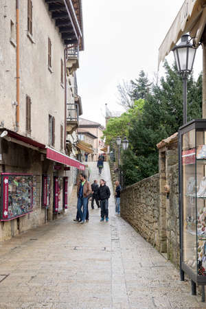 SANMARINO,ITALY-APRIL 05-Tourists visiting the attractions of the countryのeditorial素材