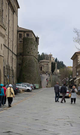 SANMARINO,ITALY-APRIL 05-Tourists visiting the attractions of the country on April 05,2014 in SanMarinoのeditorial素材