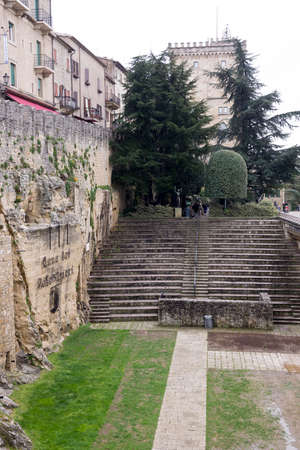 SANMARINO,ITALY-APRIL 05-Tourists visiting the attractions of the country on April 05,2014 in SanMarinoのeditorial素材