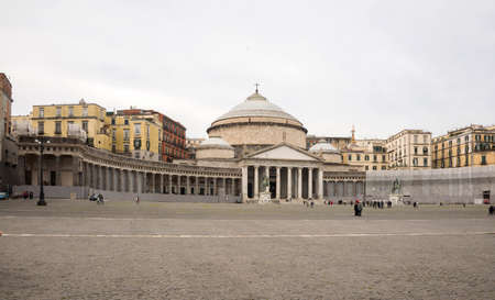 NAPLES,ITALY-APRIL 03-Tourists visiting the Basilica of San Francesco di Paolo on April 03,2014 in Naplesのeditorial素材
