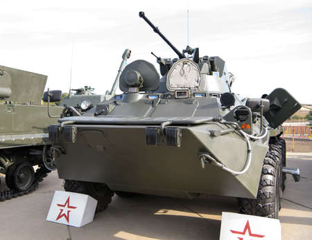 Rostov-on-Don, Russia - August 28, 2020: Armored personnel carrier BTR-82AM at a military training groundのeditorial素材