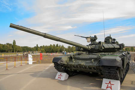 Rostov-on-Don, Russia - August 28, 2020: Tank T-90A at a military training groundのeditorial素材