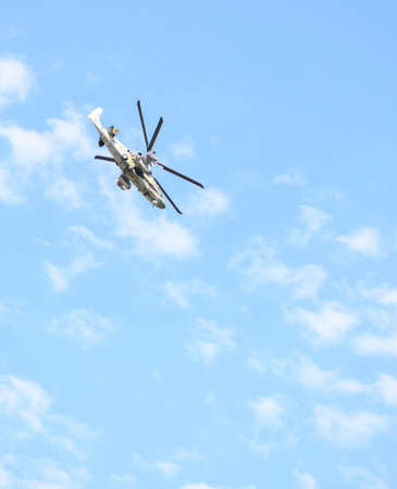 Rostov-on-Don, Russia - August 27, 2020: Helicopter Ka-52 at a military training ground