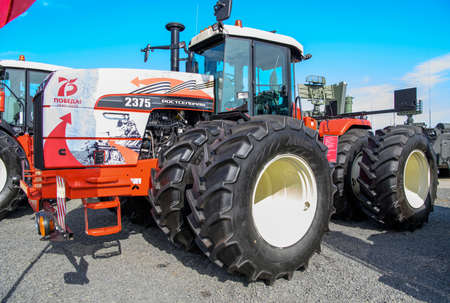 Rostov-on-Don, Russia - August 28, 2020: Rostselmash-2375 tractor at the agricultural exhibitionのeditorial素材