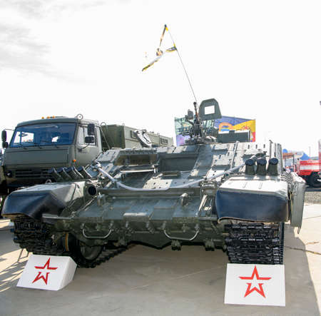 Rostov-on-Don, Russia - August 28, 2020: BMT-O flamethrower fighting vehicle at a military training groundのeditorial素材