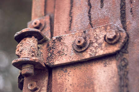 Photo of iron hinge on trailerの写真素材