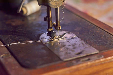 tensioning mechanism of an old sewing machine made in ussrの写真素材