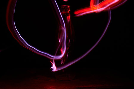 Glass bottle with waves of light, lightpainting