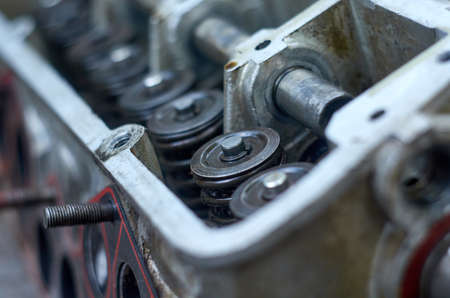 Photo of partially disassembled car cylinder head, close upの写真素材