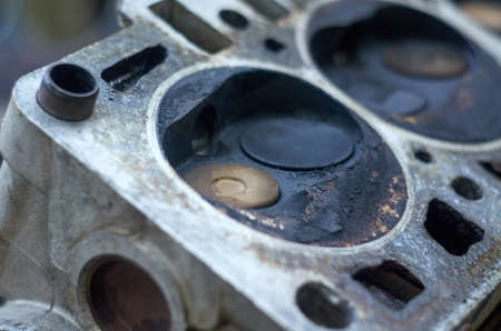 Photo of used engine head close up