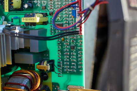 Photo of a microchip of a welding inverter