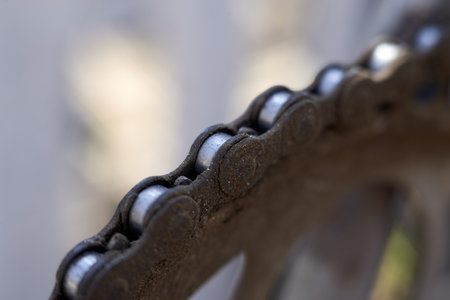 Photo of bicycle chain on sprocket close upの写真素材