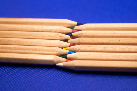 Pencils stacked against each otherの写真素材